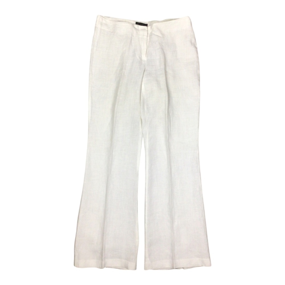 Briton White Linen Wide-Leg Pants Sz 8 Lagenlook Cottagecore Beachy